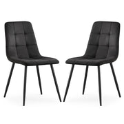 Set di 2 Sedie in velluto trapuntate NERO Nero gambe nere