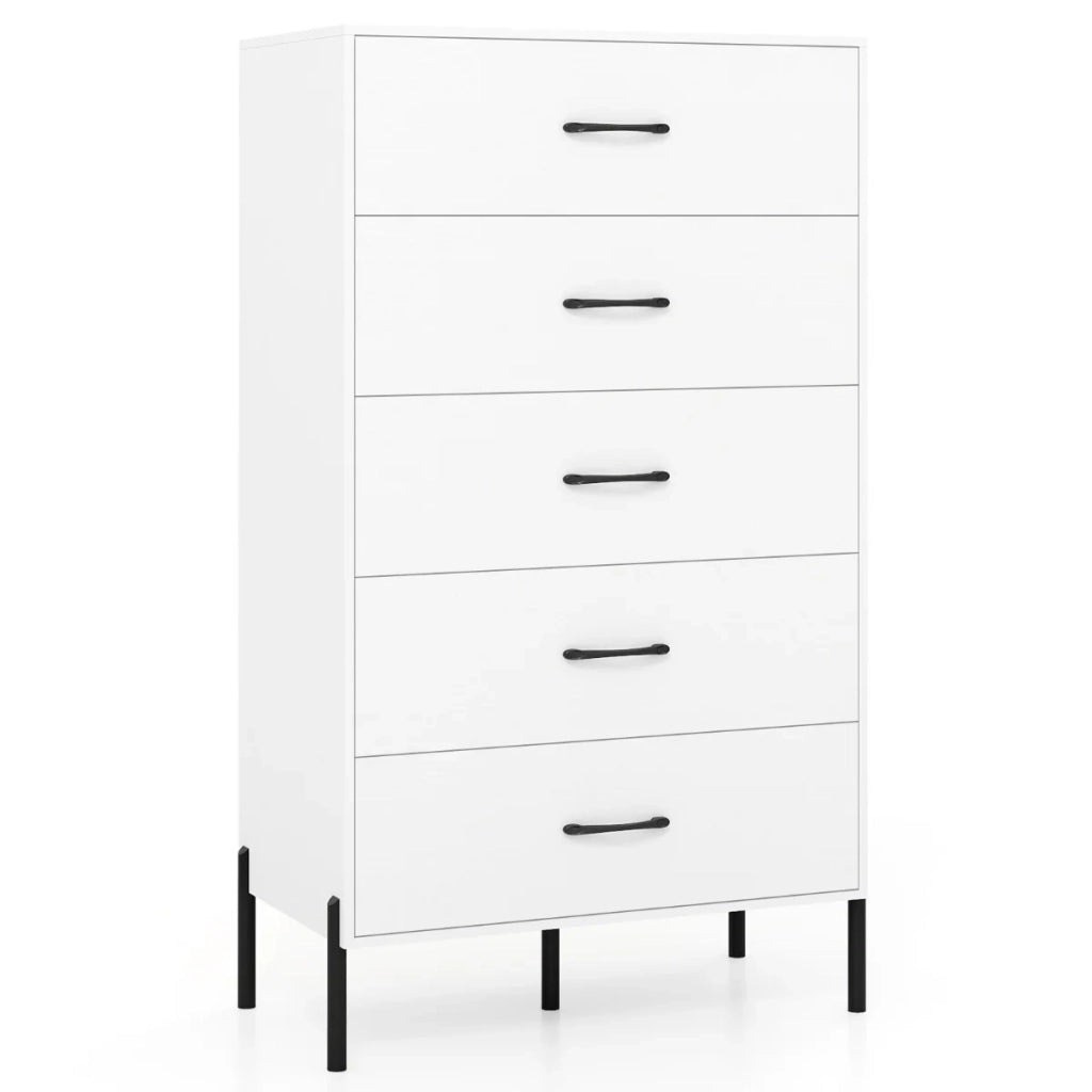 Cassettiera a 5 cassetti 71 x 40 x 125 cm capiente design moderno legno bianco 20_0018201