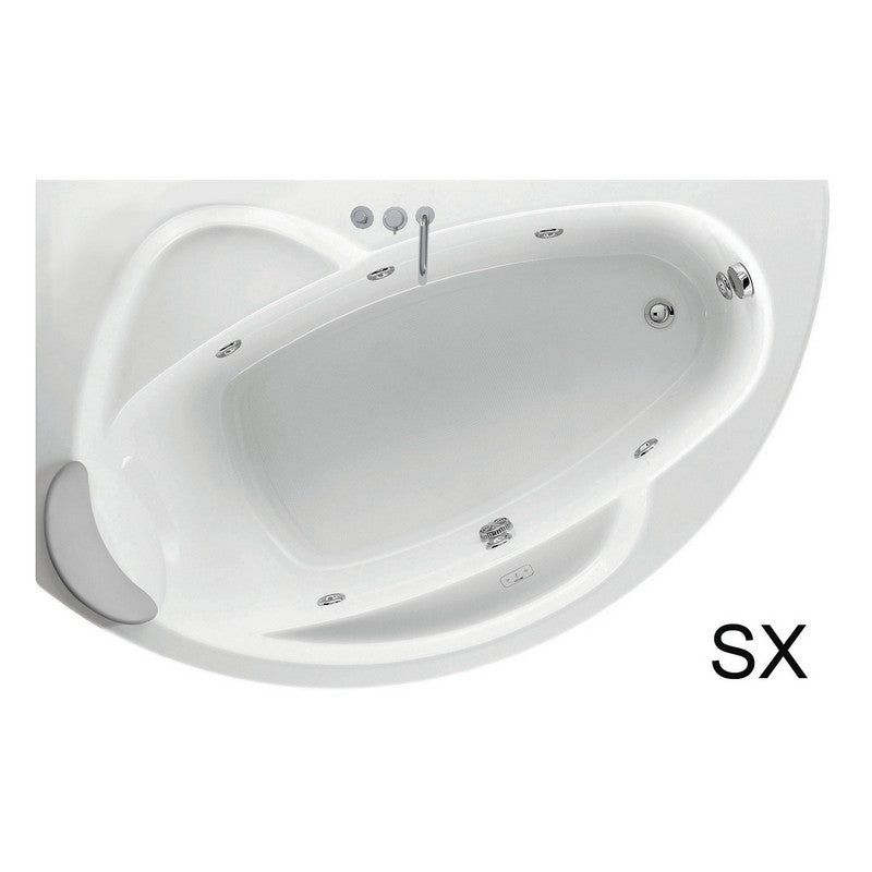 Vasca angolare 165x85 cm versione sx asimmetrica semicircolare serie Vogue