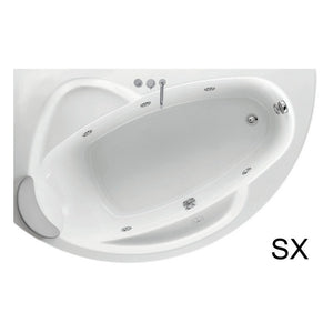 Vasca angolare 165x85 cm versione sx asimmetrica semicircolare serie Vogue