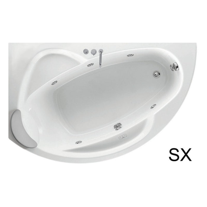 Vasca angolare 165x85 cm versione sx asimmetrica semicircolare serie Vogue