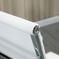 Sedia da Ufficio Ergonomica in Finta Pelle, Seduta Girevole e Dondolo, 54x62x104-114 cm, Bianco