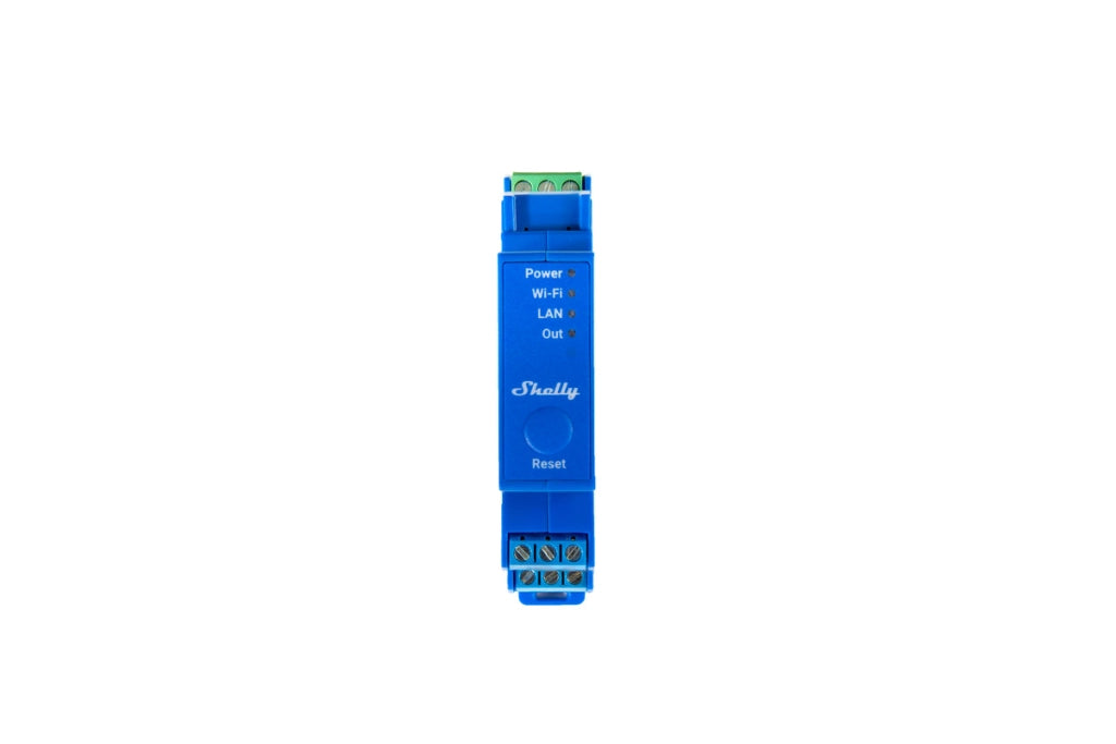SHELLY PRO 1 Relè montabile su guida DIN. 1 canale. Wi-Fi. LAN e Bluetooth. Automatizzazione luci. Prese e interruttori