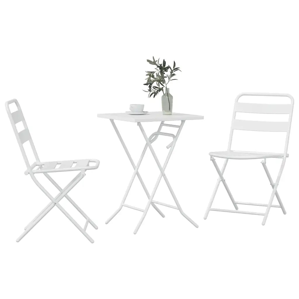 Set Bistro da Giardino 3 pz | Set Salotto da Giardino Bianco Acciaio