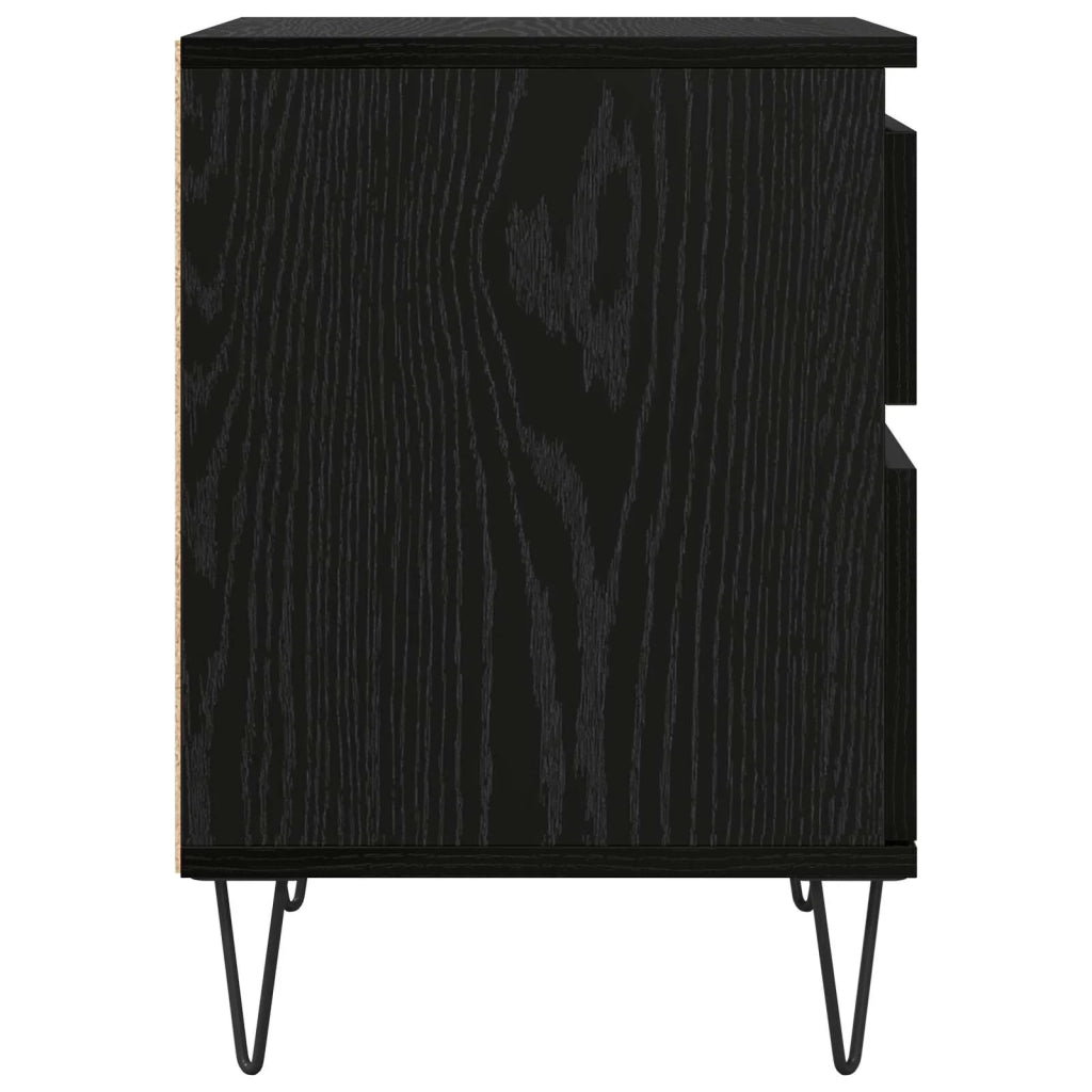 Comodino moderno con 1 pratico cassetto portaoggetti 40 x 35 x 50 cm in legno di rovere nero 02_0058406