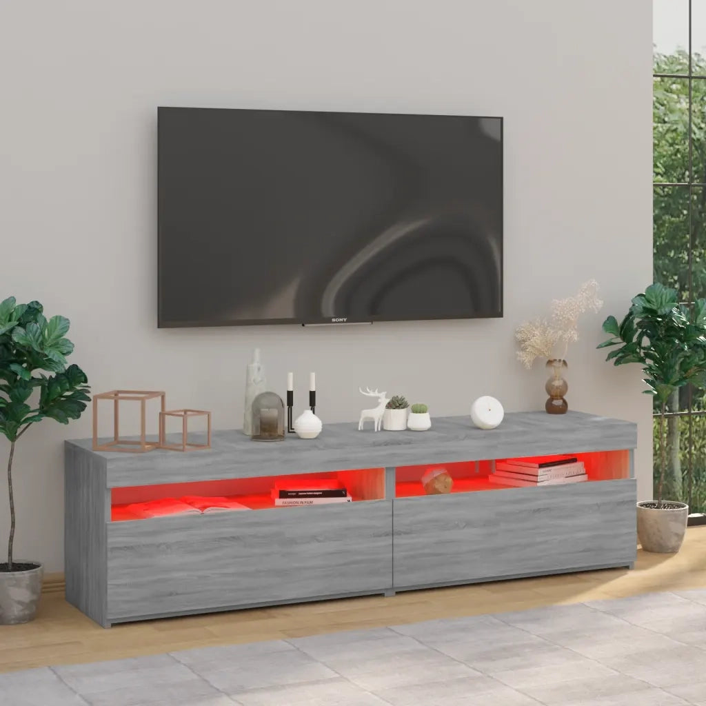 Mobile Porta TV con Luci LED 2pz-Mobile per TV-Credenza TV Grigio Sonoma 75x35x40 cm