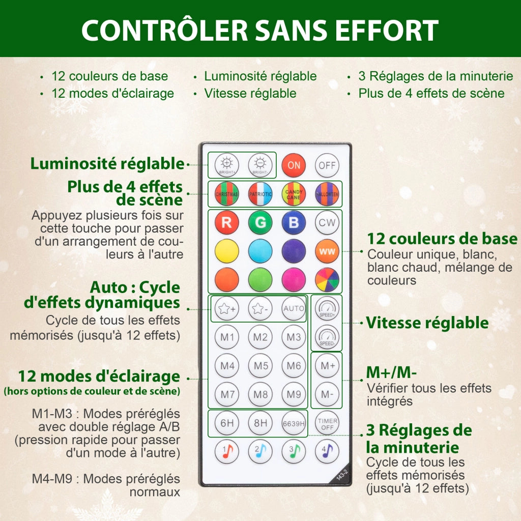 Albero di Natale Artificiale 180 cm ¨C zephmum ¨C Verde, LED Colorate, Telecomando, 899 Punte