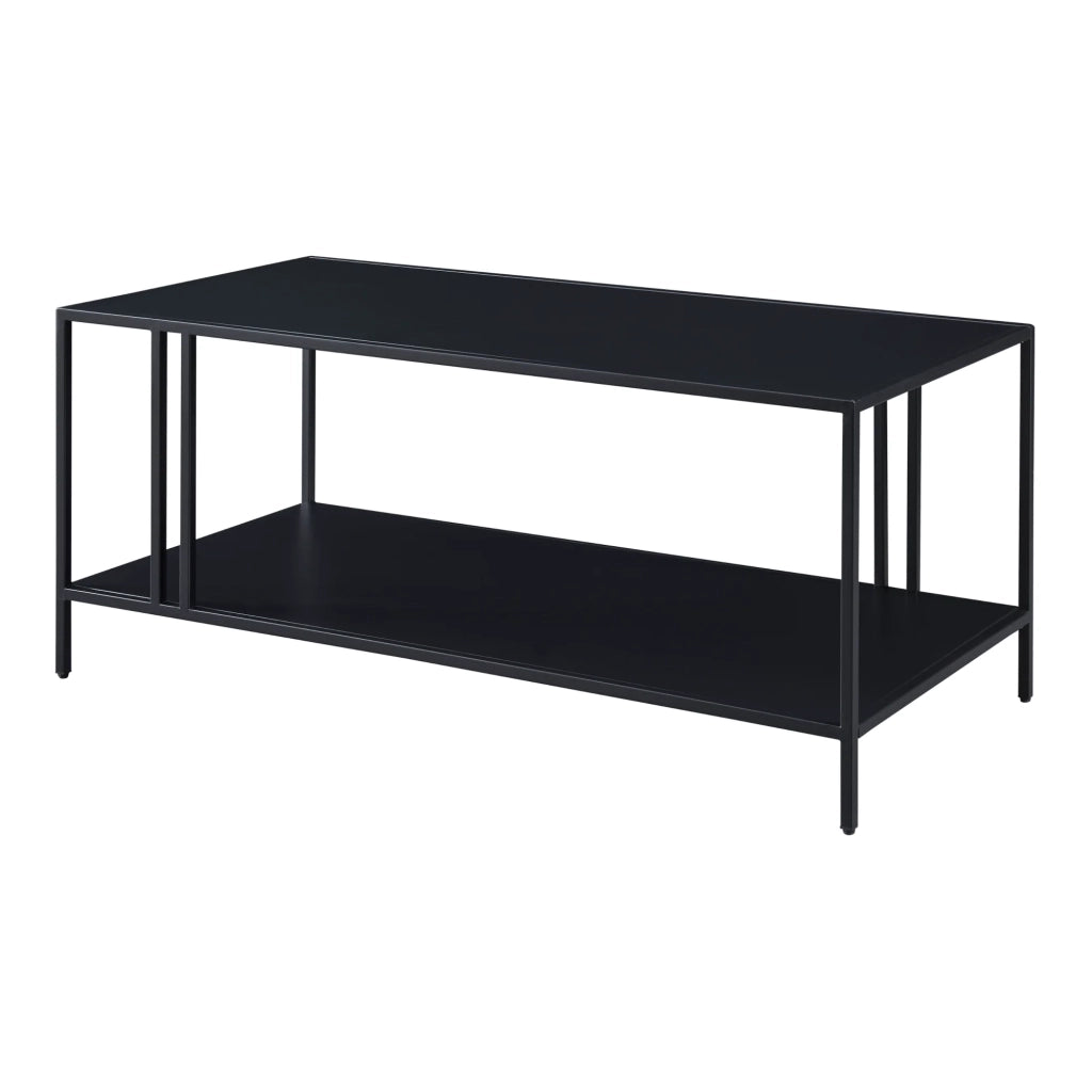 Tavolino da caffè in metallo a due piani 47 x 110 x 55 cm nero 03_0008455