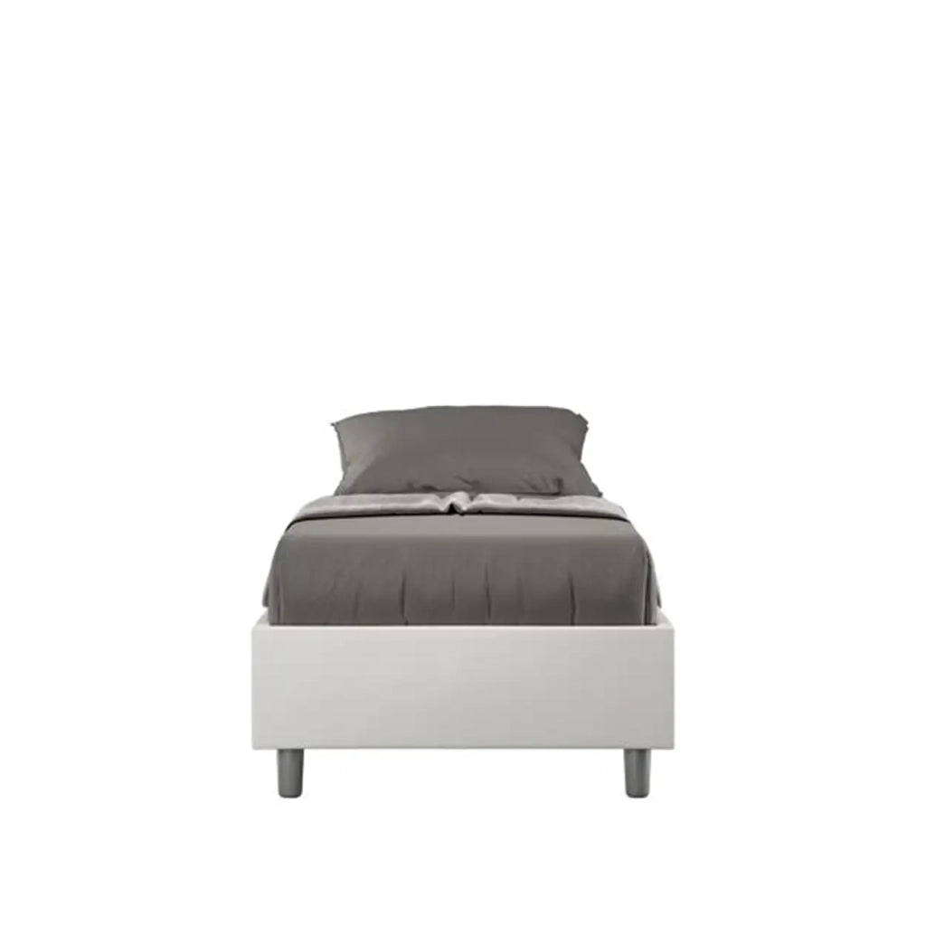 Letto singolo senza rete imbottito 80x200 similpelle bianco Azelia