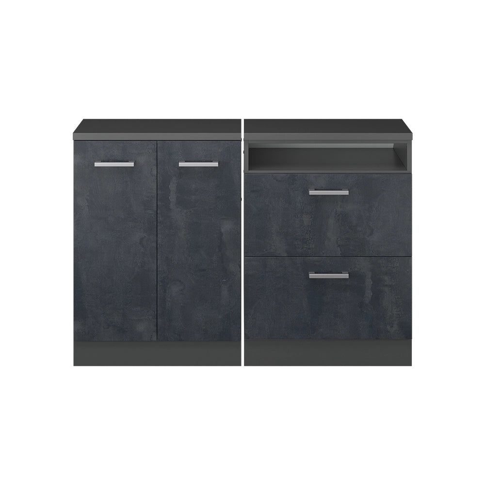 Mobile cucina sottotetto R-Line Calce nera/Antracite 120 cm Set di 2 carcasse armadio profondità 60 cm Vicco