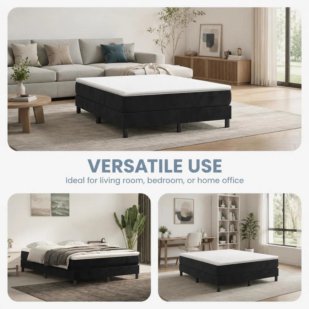 Box Spring Bed Frame Black 140x200 Cm Velvet