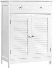 Cassettiera da bagno - Comodino da bagno - Armadio da bagno - Armadio - Armadio da bagno con porte a griglia - Matto Bianco - 60 x 30 x 80 cm