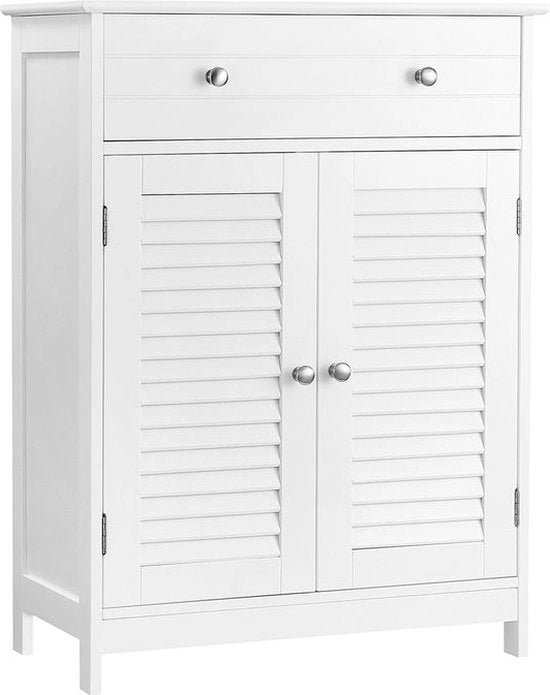 Cassettiera da bagno - Comodino da bagno - Armadio da bagno - Armadio - Armadio da bagno con porte a griglia - Matto Bianco - 60 x 30 x 80 cm