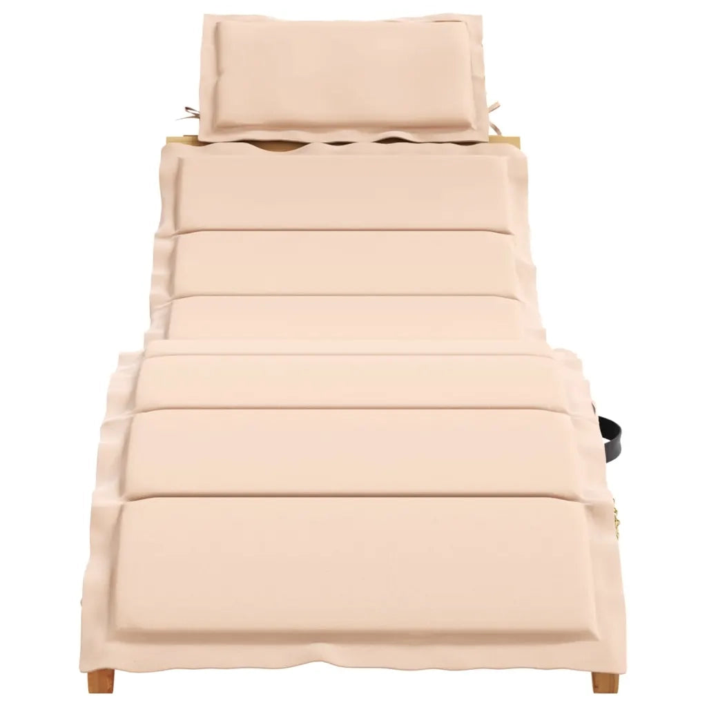 Lettino Prendisole con Cuscino Beige in Legno Massello di Pino 367635