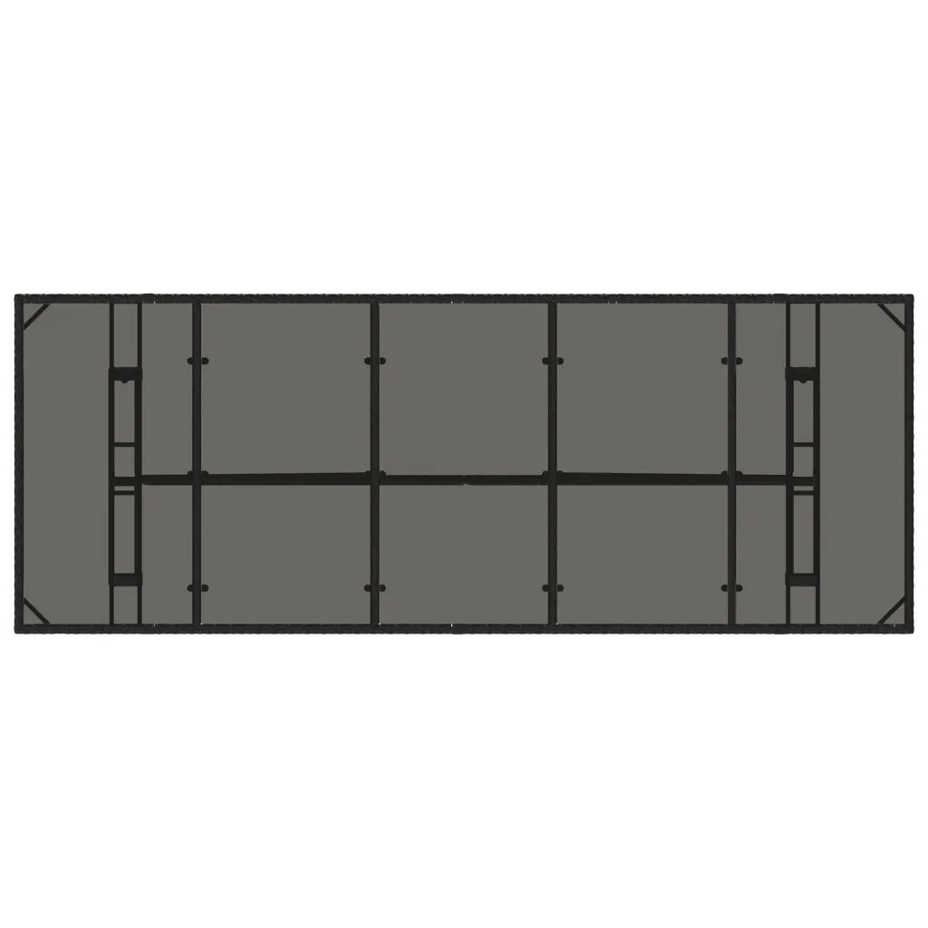Tavolo da Giardino Piano in Vetro Nero 240x90x75 cm Polyrattan 365597