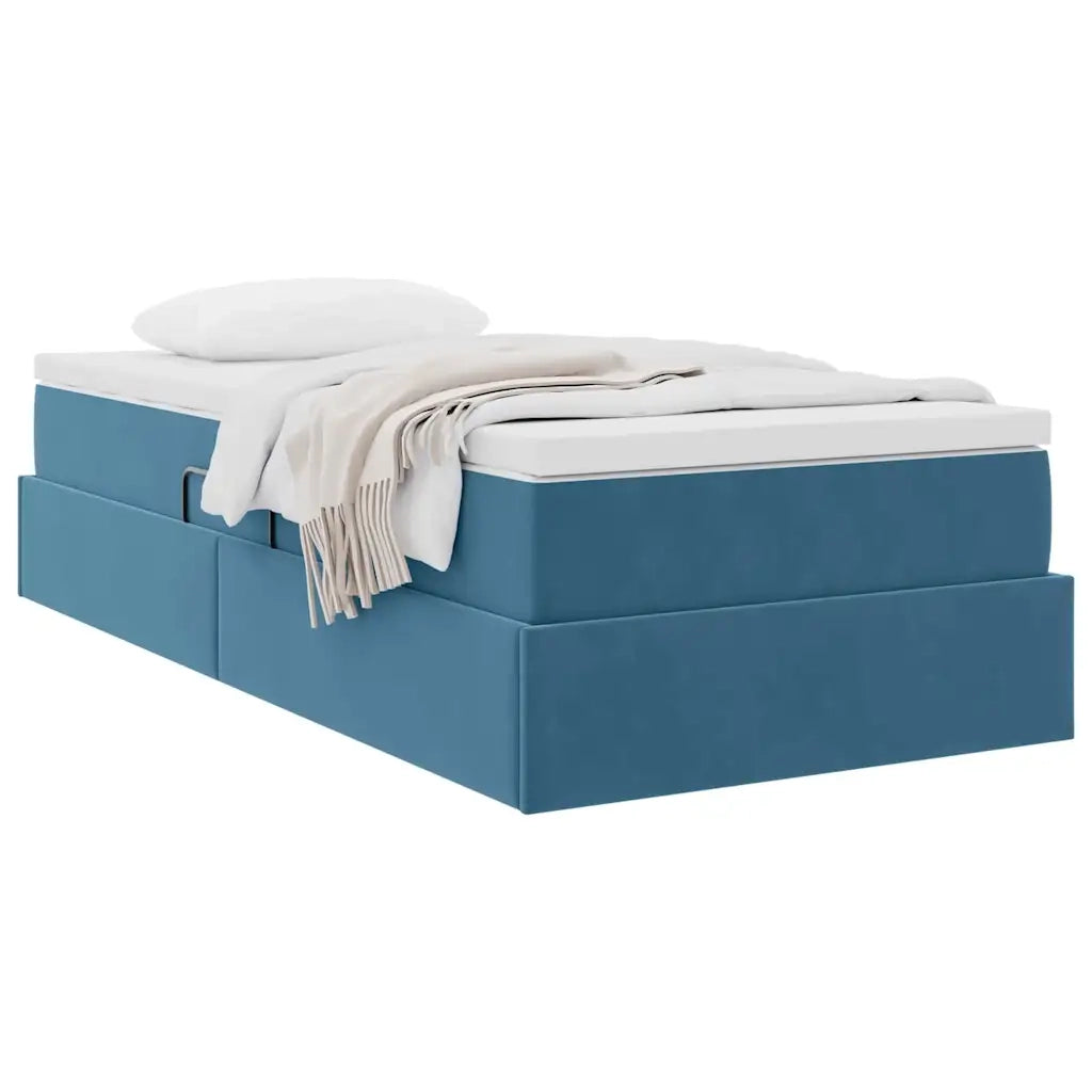 Letto con contenitore e materasso Blu Scuro 100 x 200 cm