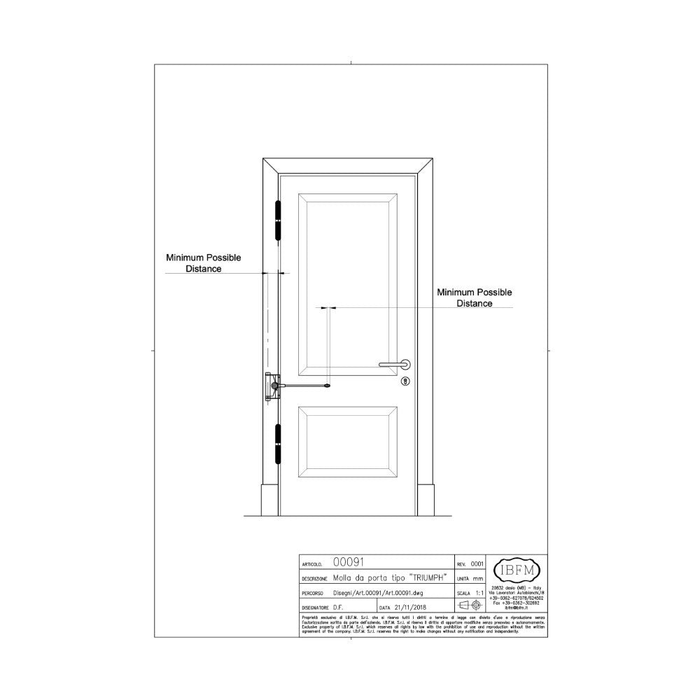Chiudi porta a molla n° 3 reversibile - portata max 60kg