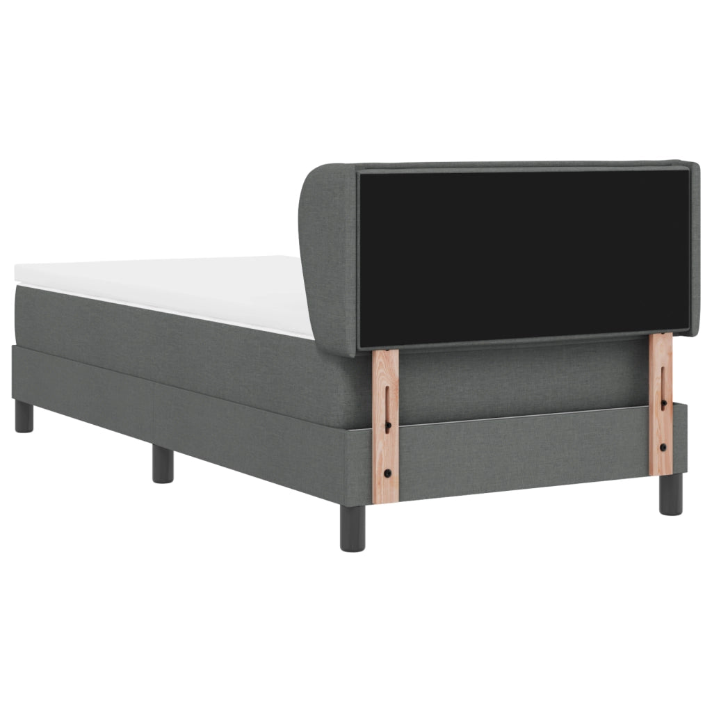 Letto a molle con materasso  - Grigio scuro, 90x190 cm, Tessuto