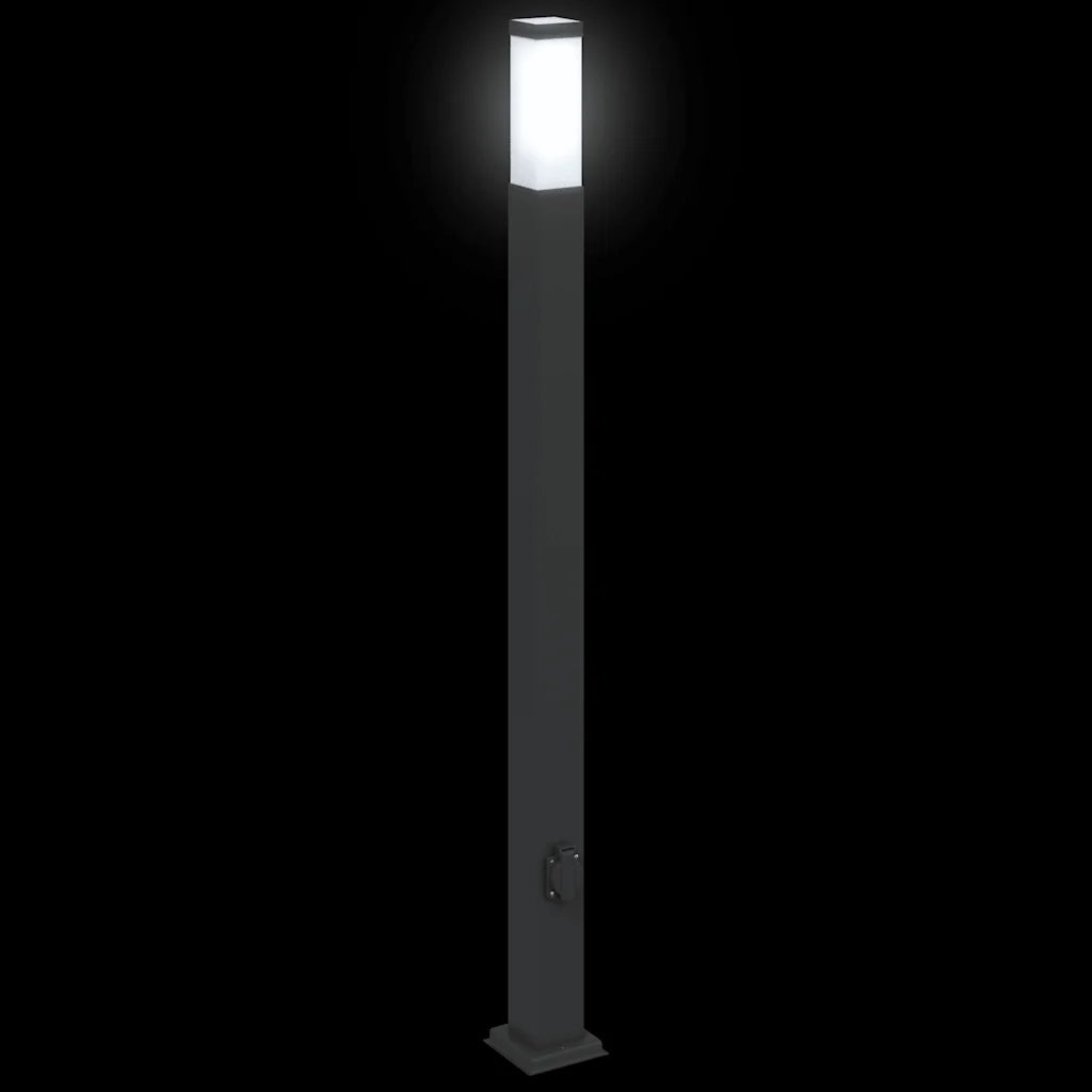 Lampioni a palo con presa elettrica 3 pz 110 cm Nero IP44 4006088