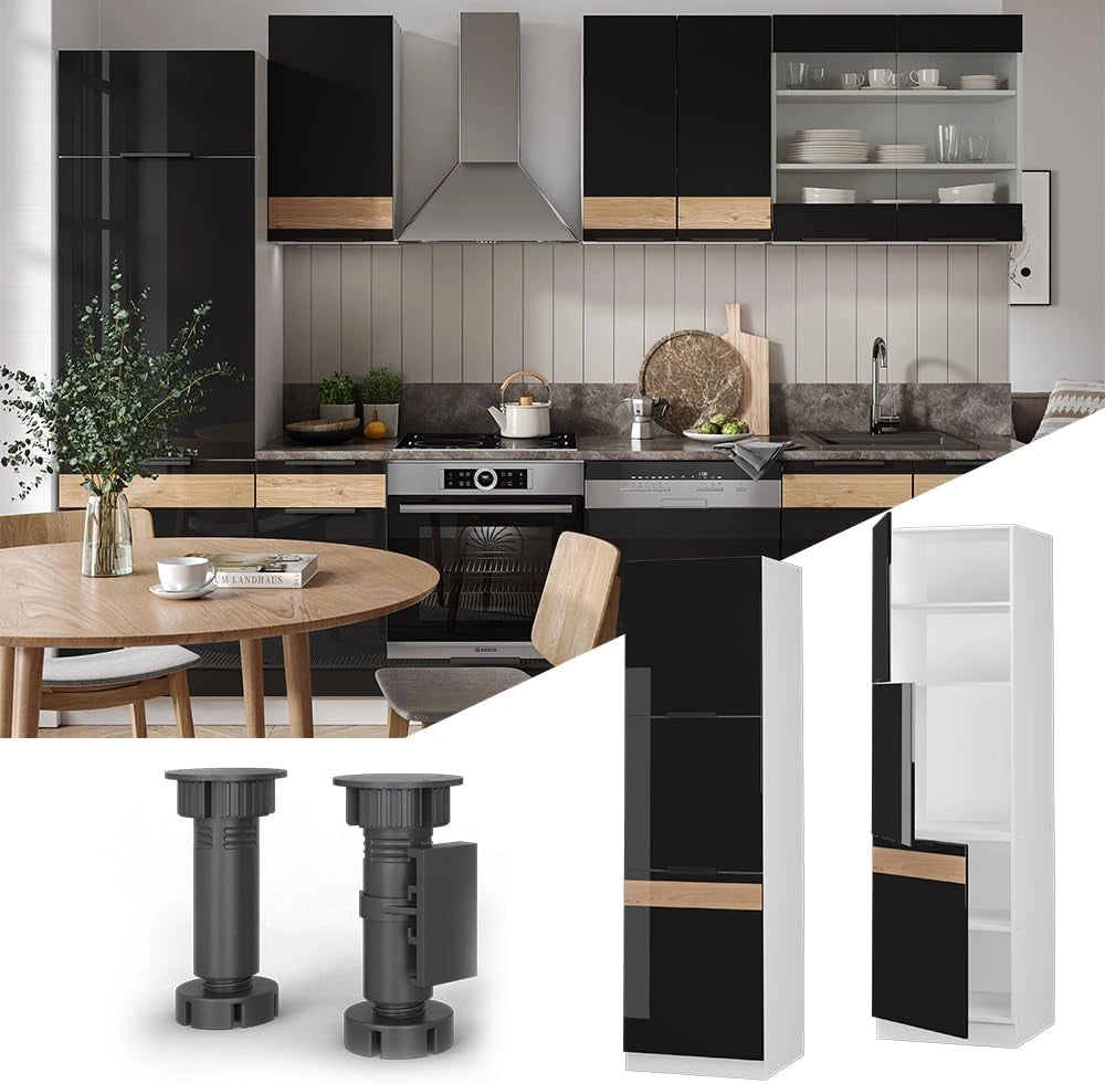 Mobile per forno da incasso Fame-Line, Rovere nero lucido, 60 cm, per la combinazione con altri moduli della serie Fame-Line