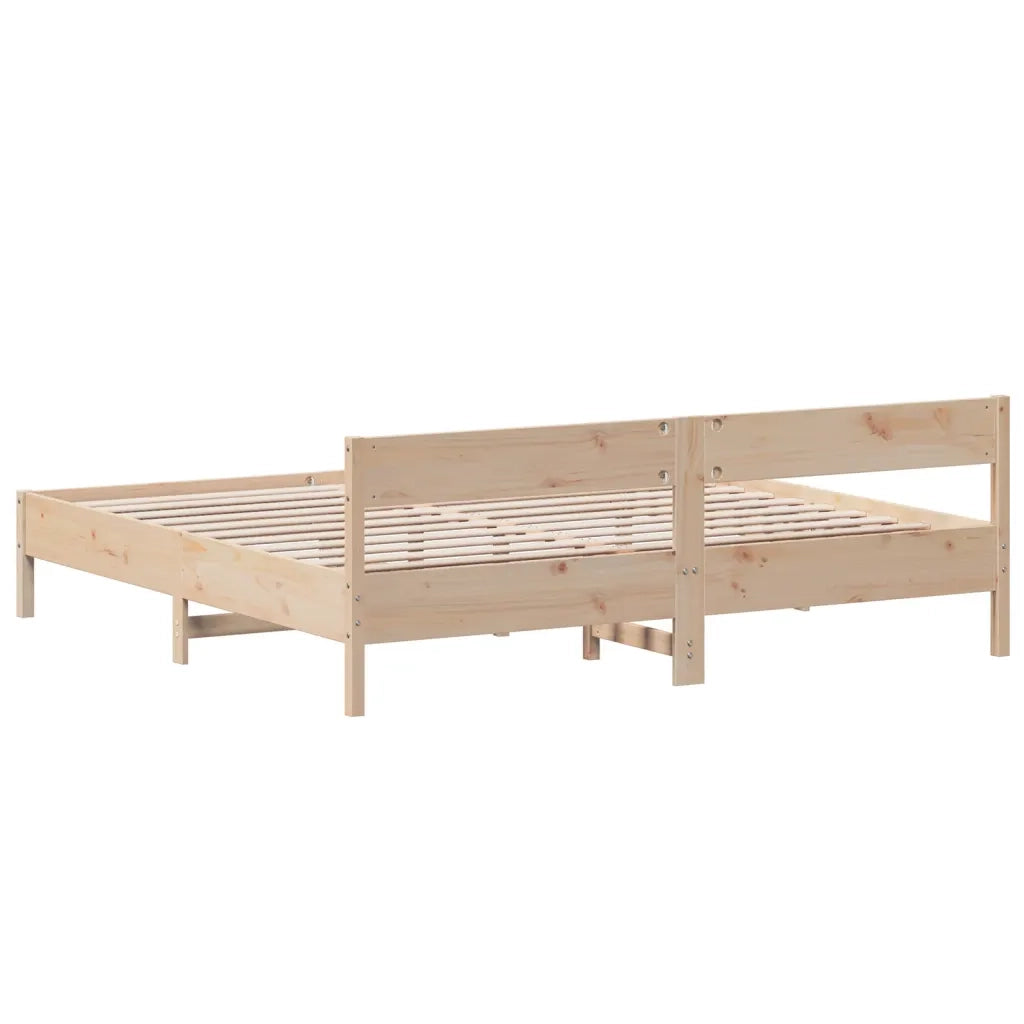 Letto matrimoniale | Letto per adulti | Giroletto senza Materasso 180x200 cm in Legno Massello di Pino