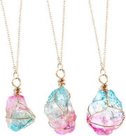 Hanger con cristalli di quarzo irregolare arcobaleno catenina - accessori in pietra naturale - hanger per donne.