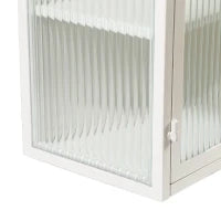 Credenza Moderna Ripostiglio a Due Ante con Vetrata e Ripiani a Tre Livelli per Ingresso, Soggiorno, Bagno, Sala da Pranzo, Bianco