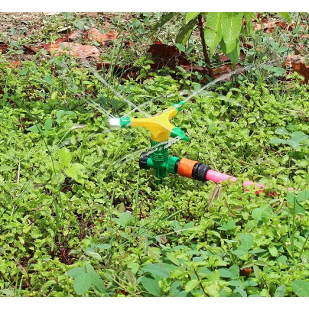 Trade Shop - Irrigatore Giardino Spruzzatore Prato Picchetto Puntale 3 Braccia 360° Annaffia -