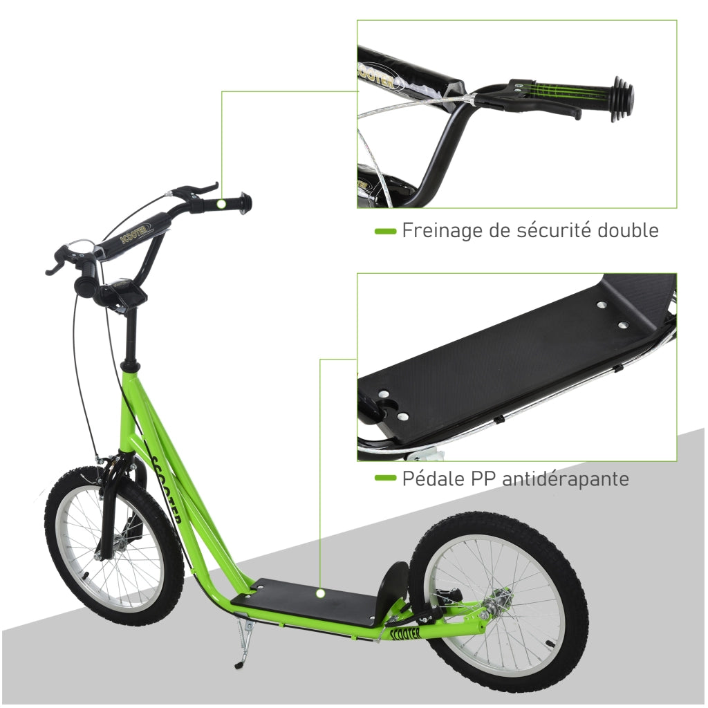 Trottinette per Bambini ¨C zephmum ¨C Verde, Acciaio, Grandi Pneus