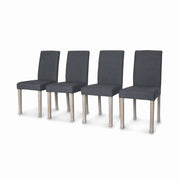 Set 4 sedie in tessuto con gambe in legno, grigio scuro