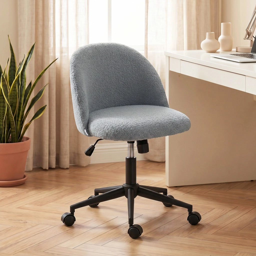 Chaise de Bureau Ergonomique Hauteur Réglable Roulettes Gris