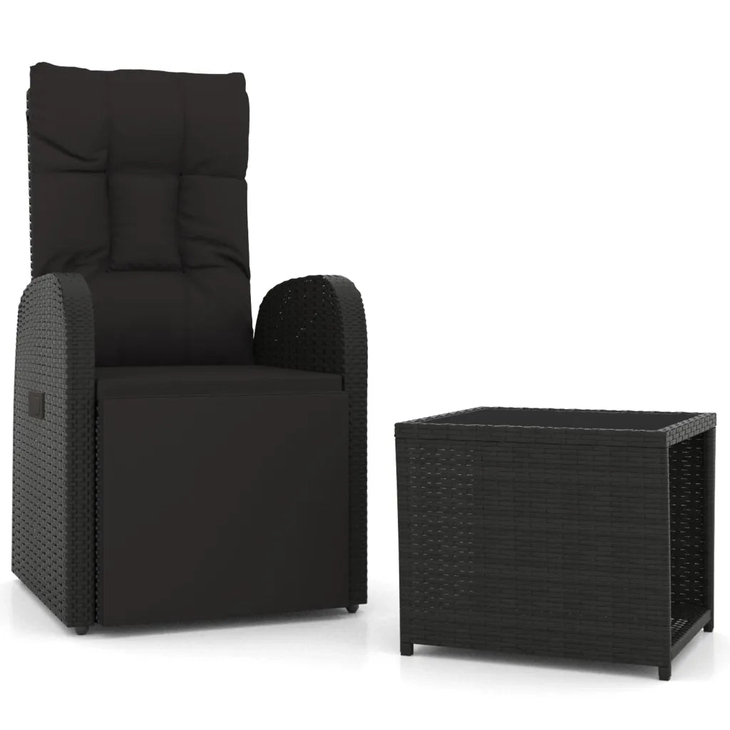 Set Mobili da Giardino 2 pz | Set Salotto da Giardino Nero Polyrattan e Acciaio