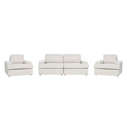 Set da salotto a 5 posti imbottito in tessuto poliestere con poltrona schienale imbottito Beige Chiaro divano classico per il soggiorno