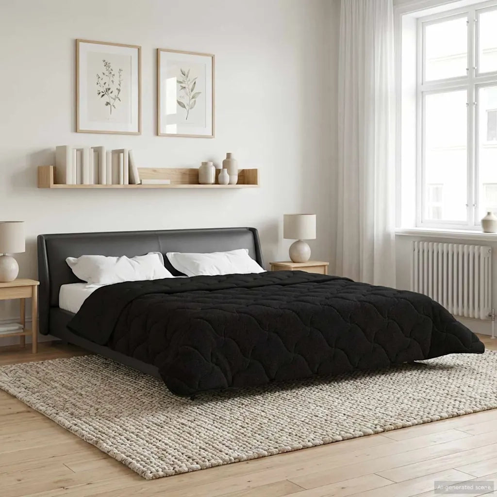 Duvet Invernale Nero 220 x 240 cm Microfibra e Fleece Teddy 42026334