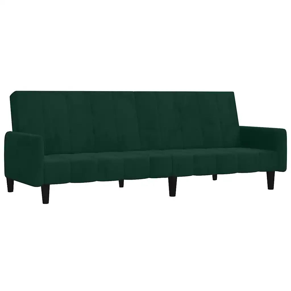 Divano Letto a 2 Posti Verde Scuro in Velluto 375776