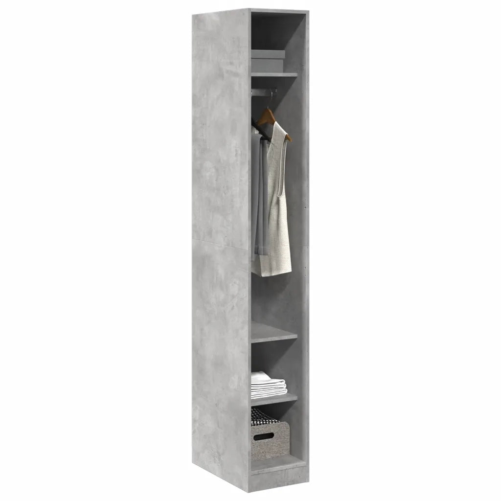 Armadio Grigio Cemento 30x50x200 cm in Legno Multistrato