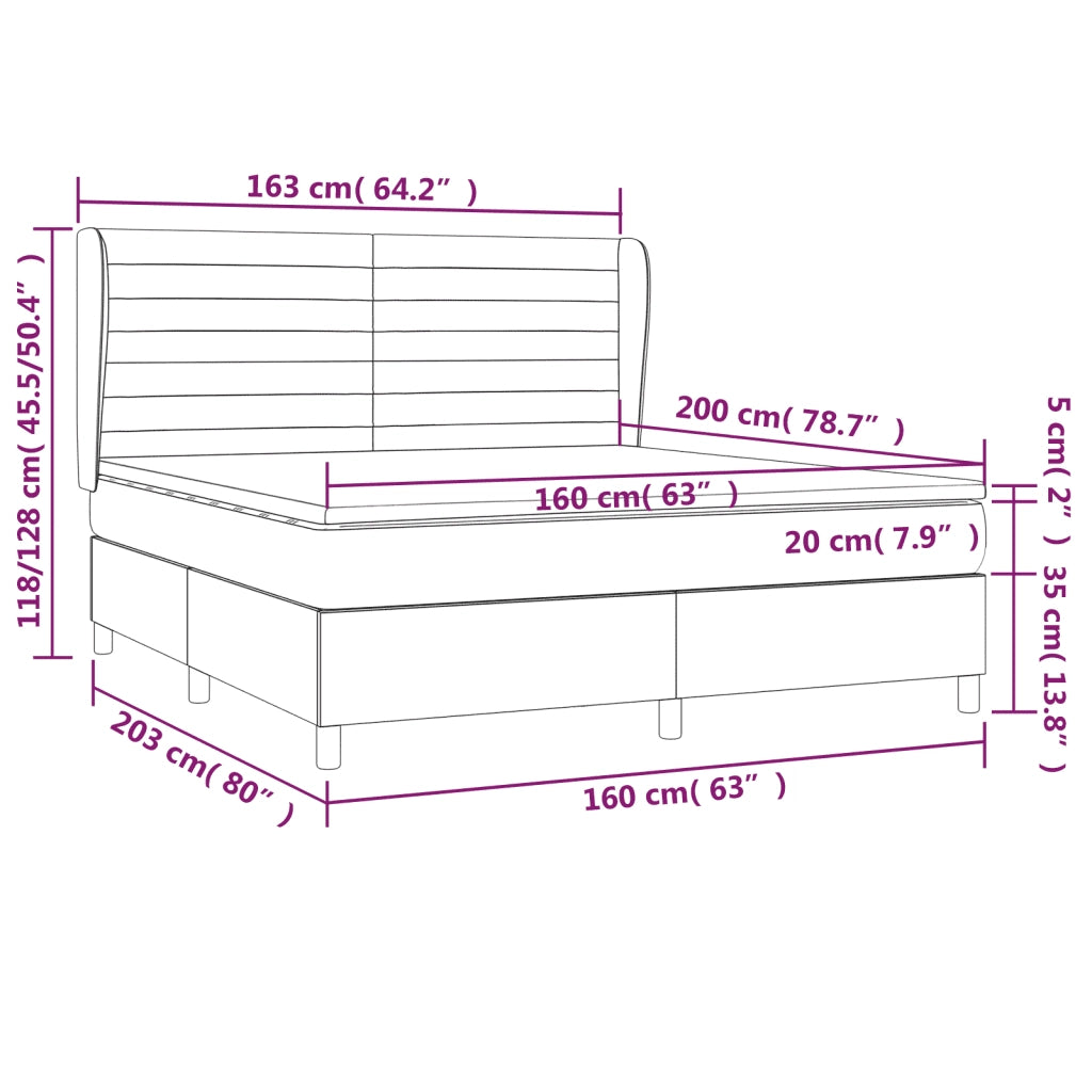 Giroletto a Molle con Materasso Marrone Scuro 160x200cm Tessuto