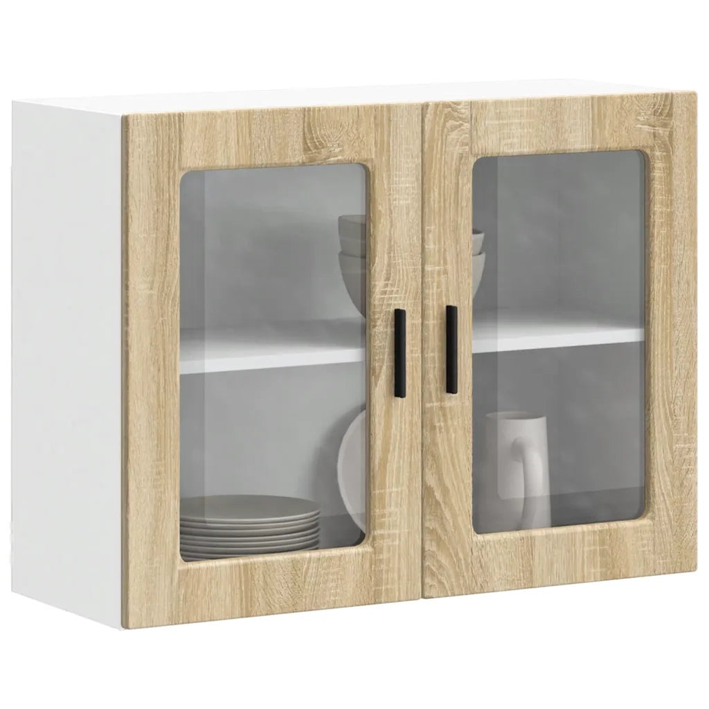 vidaXL Pensile da Cucina con Porta in Vetro Porto Rovere Sonoma