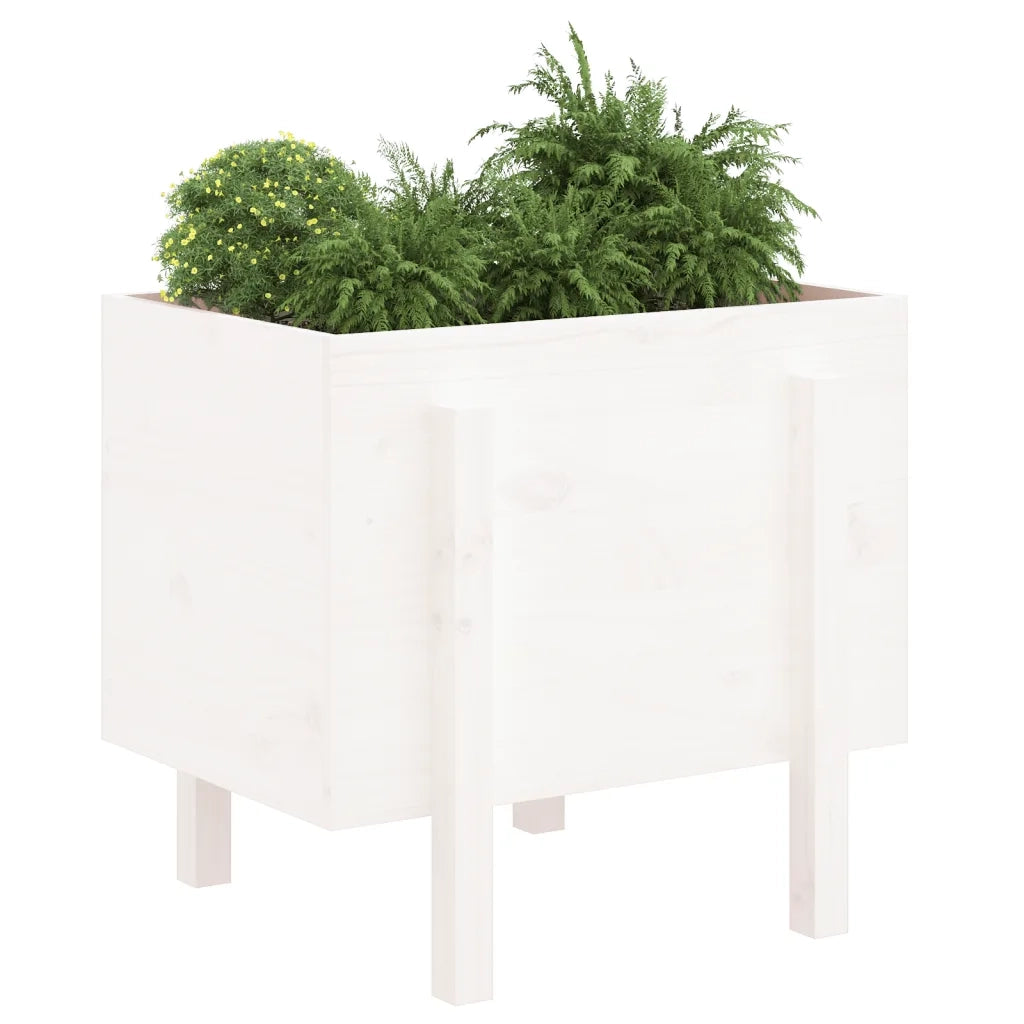 Fioriera da Giardino Bianca 62x50x57 cm Legno Massello di Pinocod mxl 103793