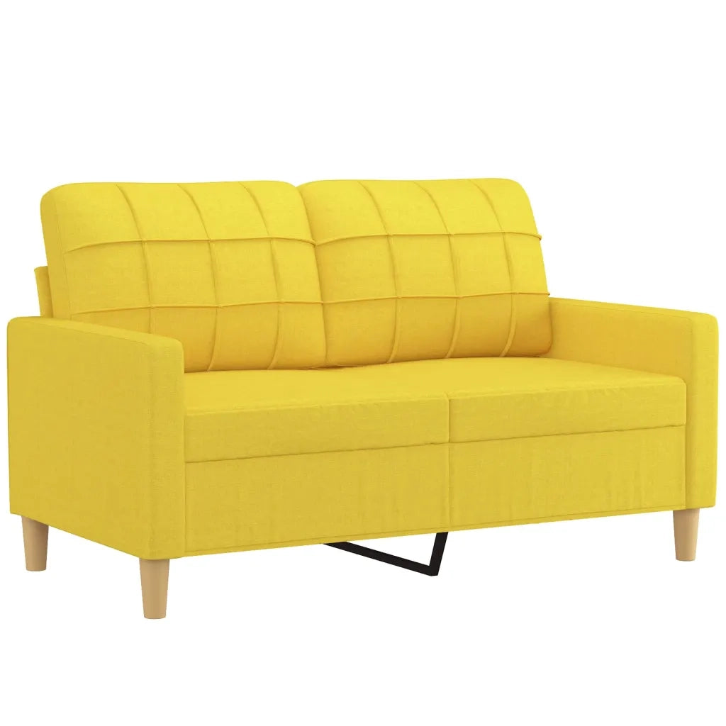 Set di Divani 2 pz con Cuscini Giallo Chiaro in Tessuto