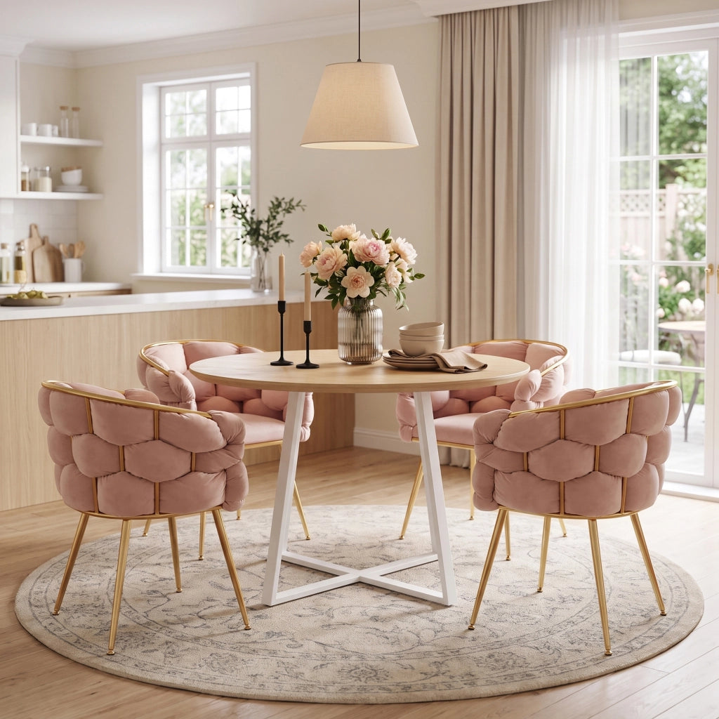 POLTRONA moderna in velluto rosa con struttura in metallo