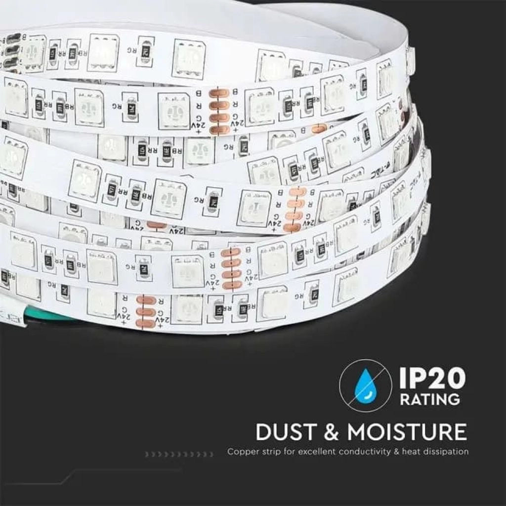 Striscia Strip LED SMD5050 7W/m Bobina 10 metri 60 LED/m 24V RGB IP20