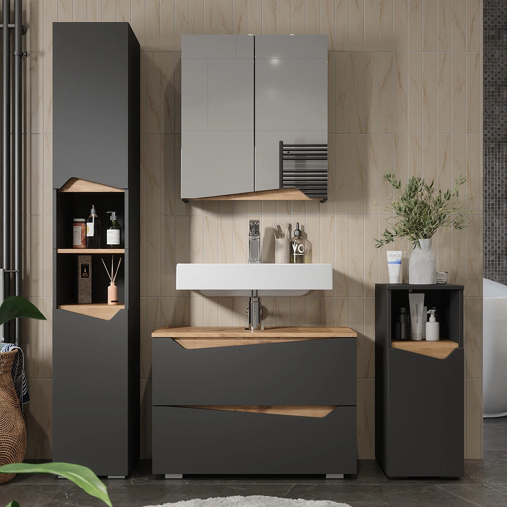 Vicco Set di mobili da bagno Antracite/Artisan 4 parti