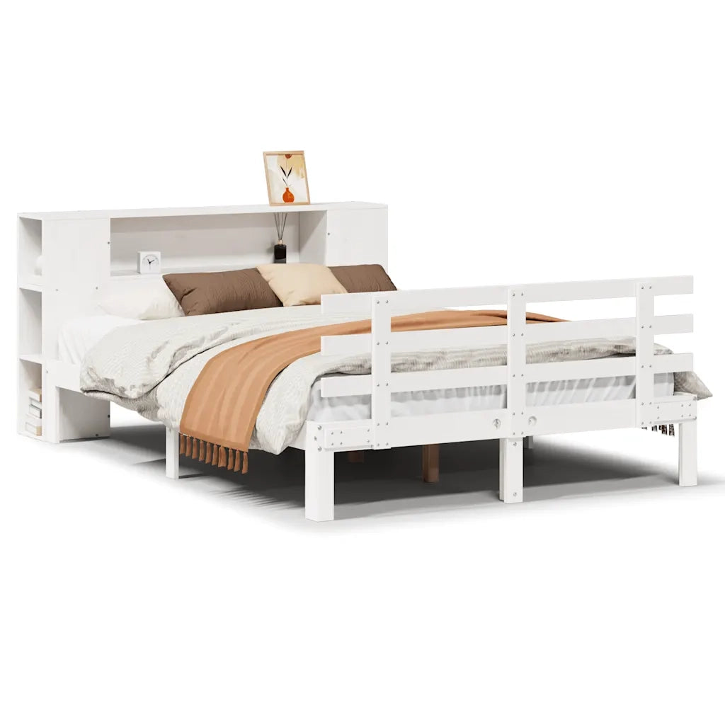 Letto contenitore senza Materasso Bianco 160x200 cm in Legno Massello di Pino 3322715