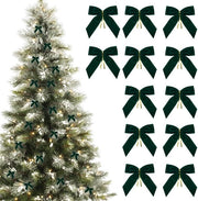 12 decorazioni per albero di Natale, nastri verdi per albero di Natale, nastri di velluto per corone, decorazioni per artigianato, decorazioni per regali (9x9,5cm)