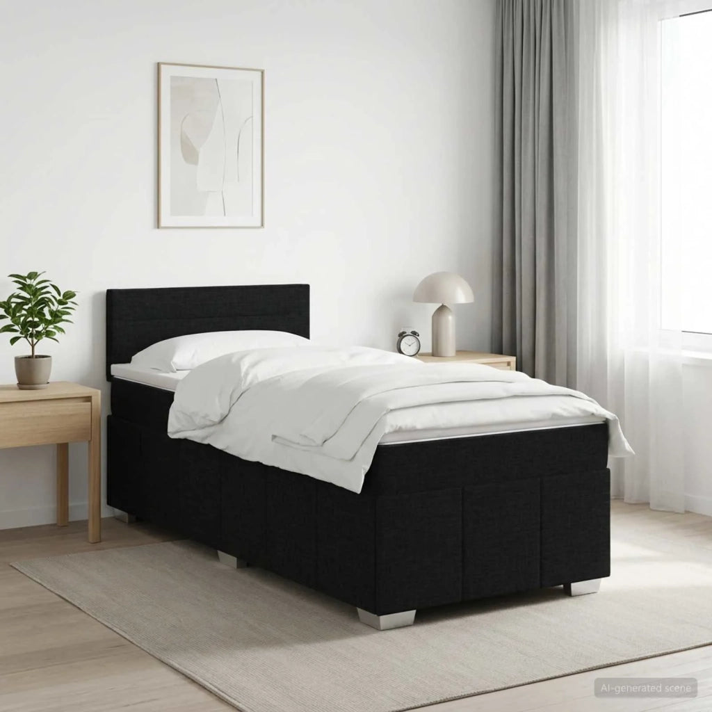 Letto box spring con materasso Nero 90 x 200 cm Tessuto 3451117