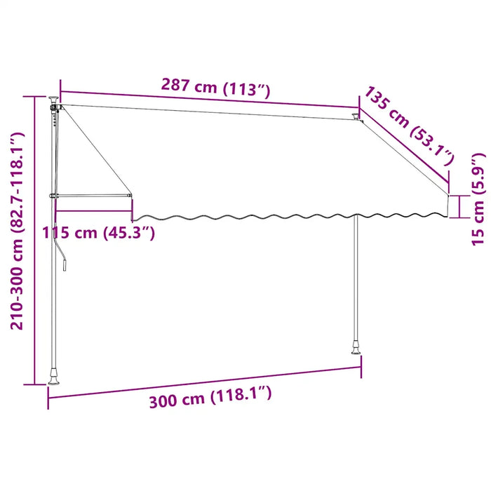 Tenda da Sole Retrattile Manuale 300 cm Arancione e Marrone 145838