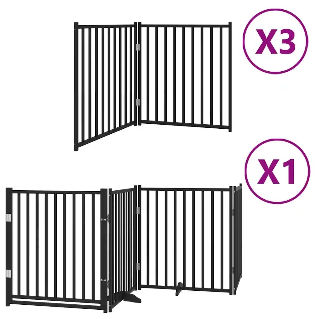 vidaXL Cancello Cani Porta Pieghevole Nero 10 Pannelli 800 cm Pioppo