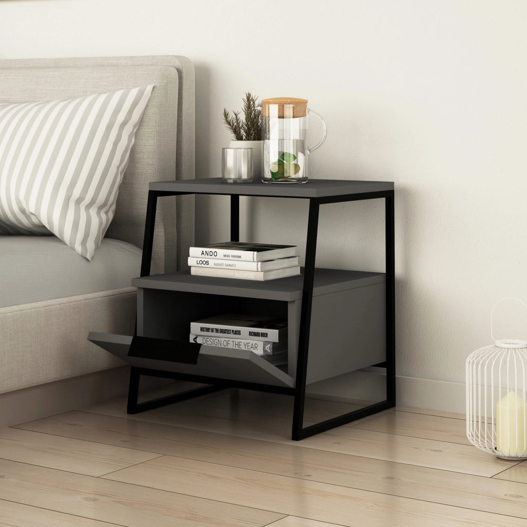 Comodino in legno "Pal" - 45 x 40 x 50 cm - Grigio antracite