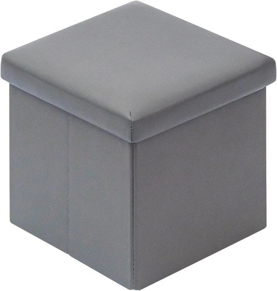 Sedia e Cassettone Multifunzionale - 1 pezzo - Grigio - Legno e Tessuto - 30x30x30cm